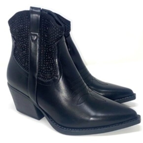 TOP MODA Elk-66 Women's Boots Western Zipper Ankle Heel Bootie Black Size 5.5 - Picture 3 of 8